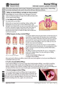 Consent Information  Patient Copy Dental Fillings Page