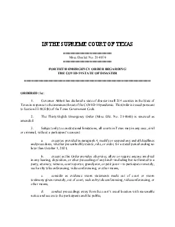 IN THE SUPREME COURT OF TEXASMisc Docket No FORTIETH