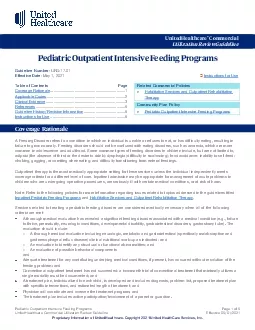 Pediatric Outpatient Intensive Feeding Programs