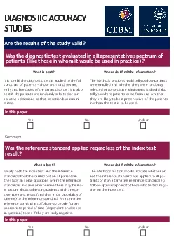 Was the diagnostic test evaluated in a Representative spectrum of