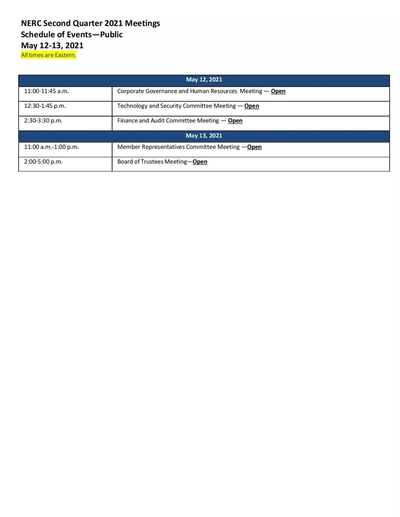 PDF-NERCSecondQuarterMeetingsScheduleof EventsPublicMay 202