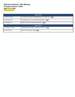 NERCSecondQuarterMeetingsScheduleof EventsPublicMay 202