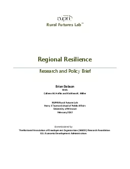 Rural Futures LabRegional ResilienceResearch andPolicy Brief