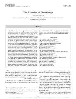 TheEvolutionofNeonatologyALISTAIRGSPHILIPDepartmentofPediatricsDivisio