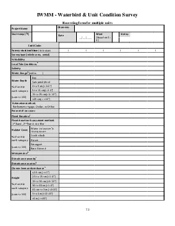 IWMM  Waterbird  Unit Condition Survey Recording form for multiple un