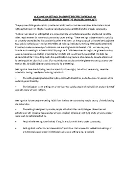 GUIDANCE ON SETTINGS THAT HAVE THE EFFECT OF ISOLATING