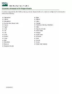 Countries Infested with Khapra Beetle