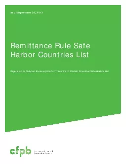 As of September 2 2012Remittance Rule Safe Harbor Countries ListRegula
