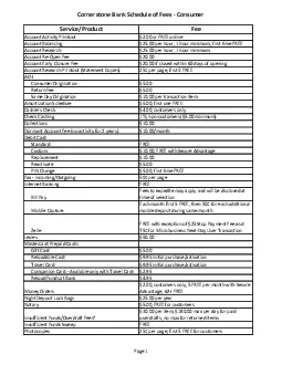 Cornerstone Bank Schedule of Fees  Consumer