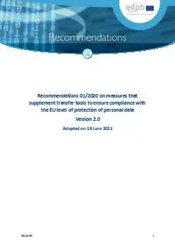 Recommendations 012020 on measures that