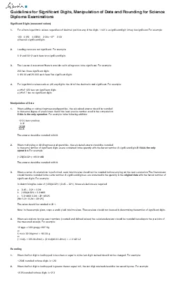 Guidelines for Significant Digits Manipulation of Data and Rounding fo