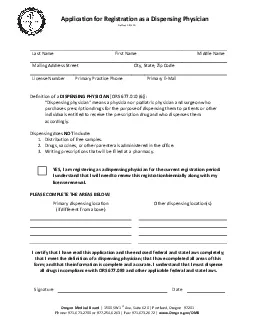 Application for Registration as a Dispensing Physician