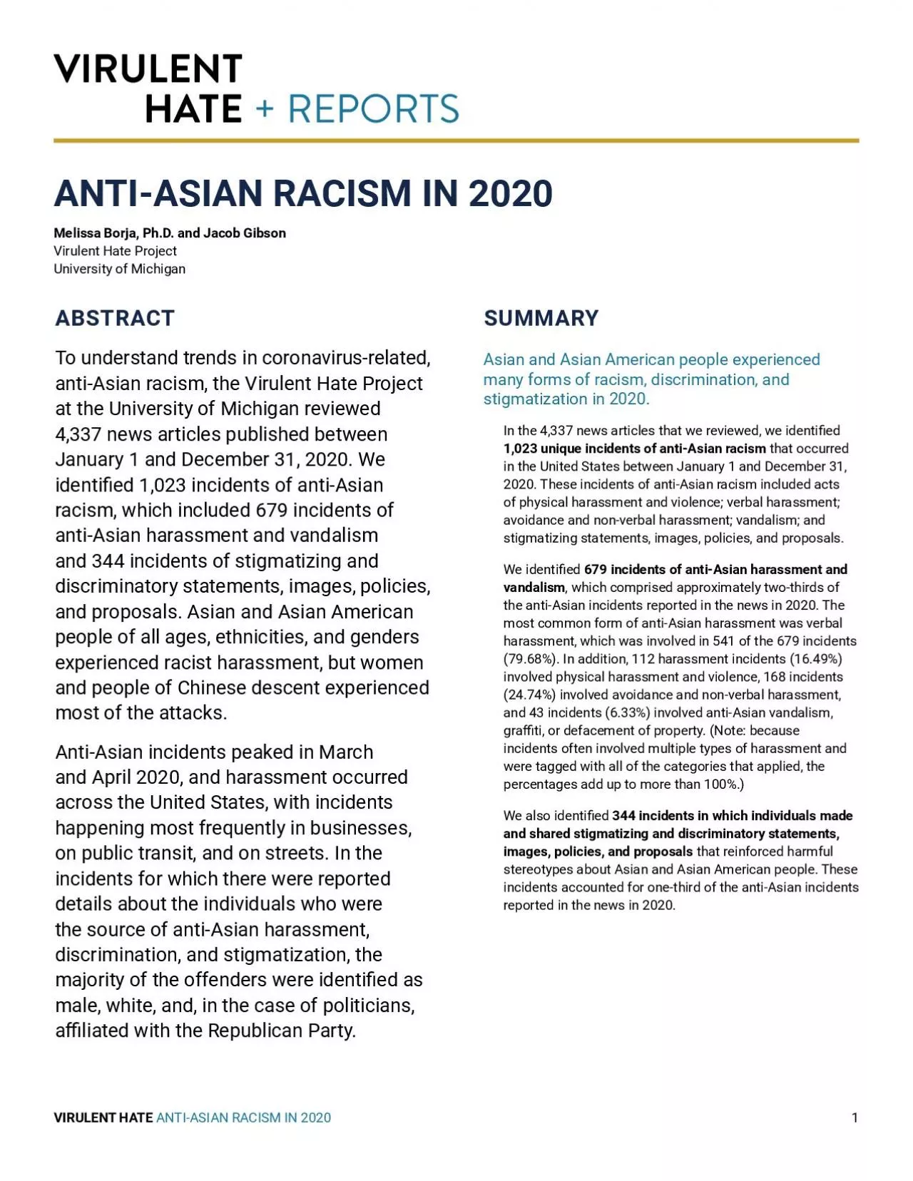 PDF-ANTIASIAN RACISM IN 2020Melissa Borja PhD and Jacob Gibson Virulent H