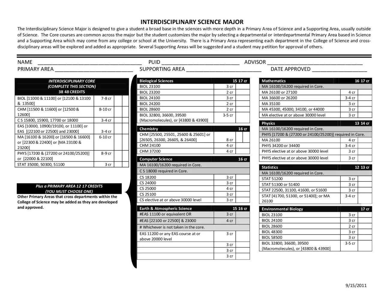 PDF-INTERDISCIPLINARY SCIENCE MAJOR The Interdisciplinary Science Major is