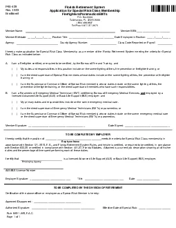 FRS405 Florida Retirement System Application for Special Risk Class M