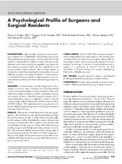 2010APDSSPRINGMEETINGAPsychologicalProleofSurgeonsandSurgicalResidents