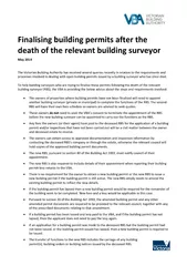 Finalising building permits after the death of the rel