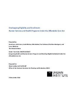 Overlapping Eligibility and Enrollment Human Services and Health Progr