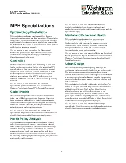 MPH Specializations 083121