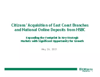 Citizens Acquisition of East Coast Branches and National Online Deposi