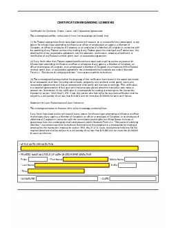 Certification for Contracts Grants Loans and Cooperative Agreements2 I