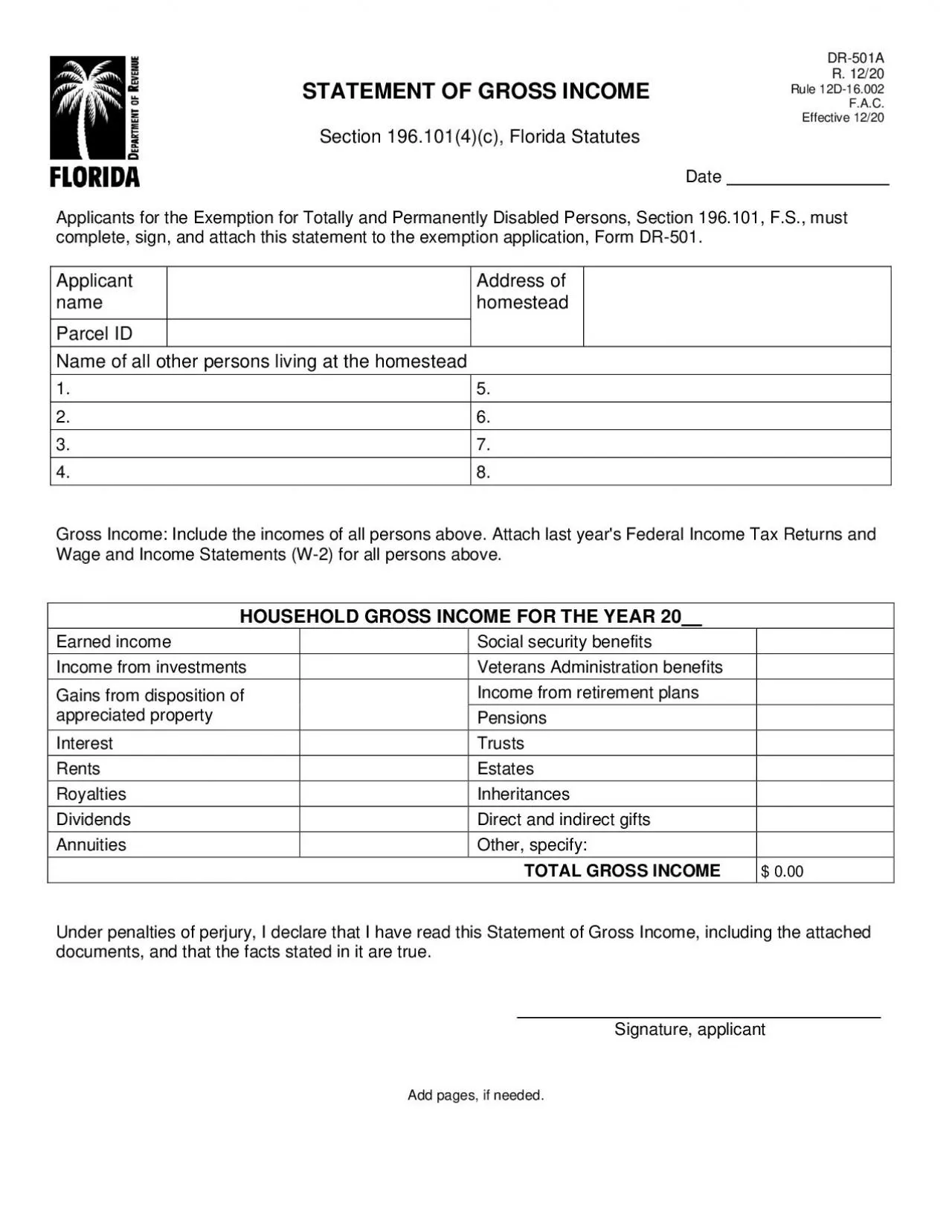 PDF-R 1220Rule 12D16002FAC Effective 1220STATEMENT OF GROSS INCOMESectio