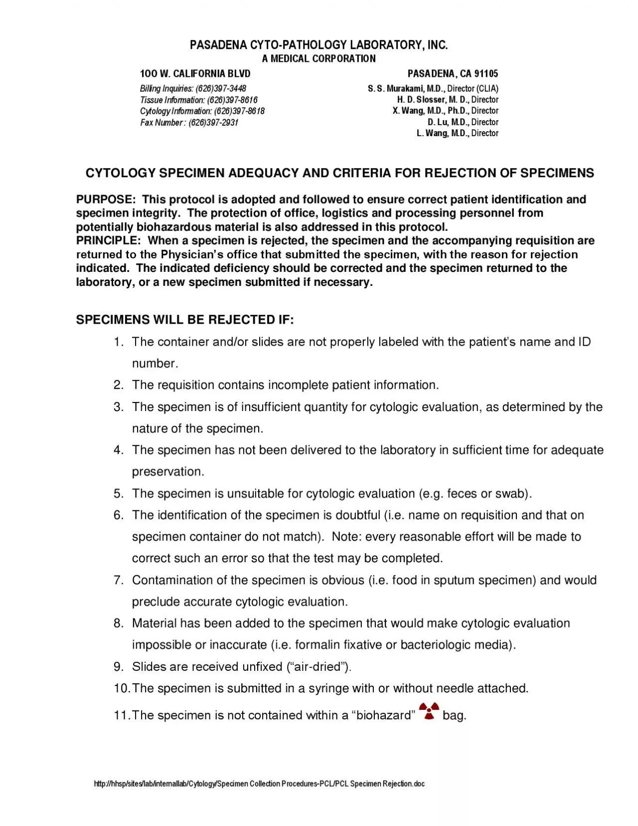 PDF-PASADENA CYTOPATHOLOGY LABORATORY INC A MEDICAL CORPORATION