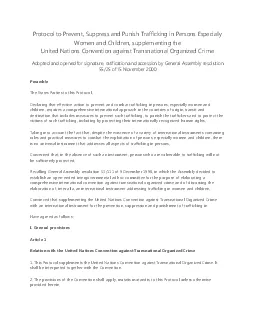 Protocol to Prevent Suppress and Punish Trafficking in Persons Especia