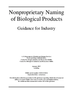 Nonproprietary Naming of Biological ProductsGuidance for IndustryUS De