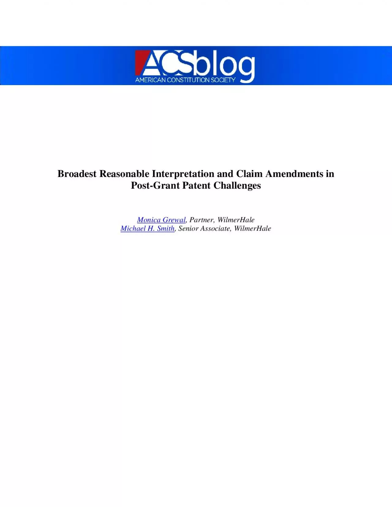 PDF-roadest Reasonable Interpretation and Claim Amendments in