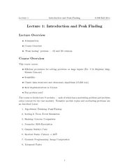 Lecture  Introduction and Peak Finding