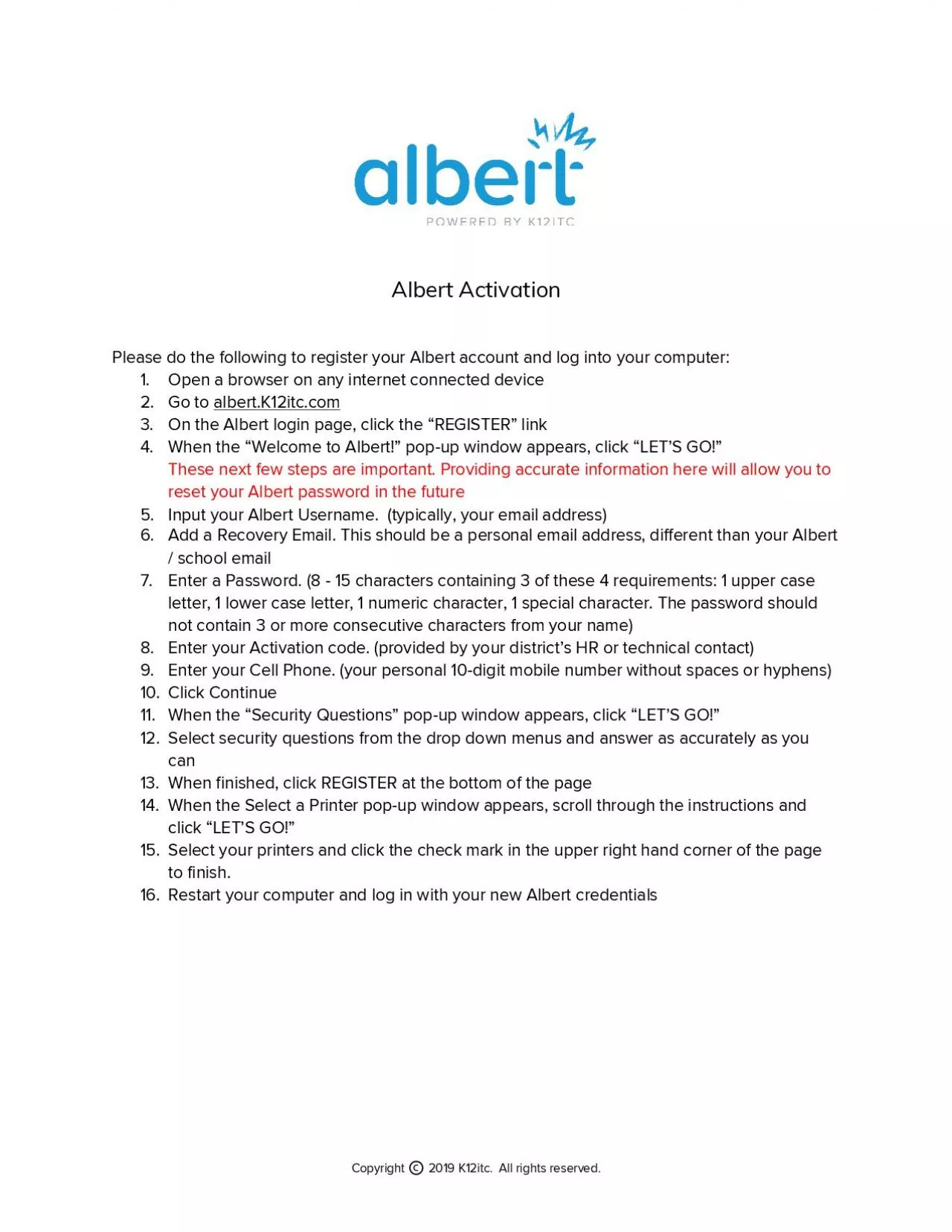 PDF-Copyright 2019 K12itc All rights reserved Albert Activation Please d