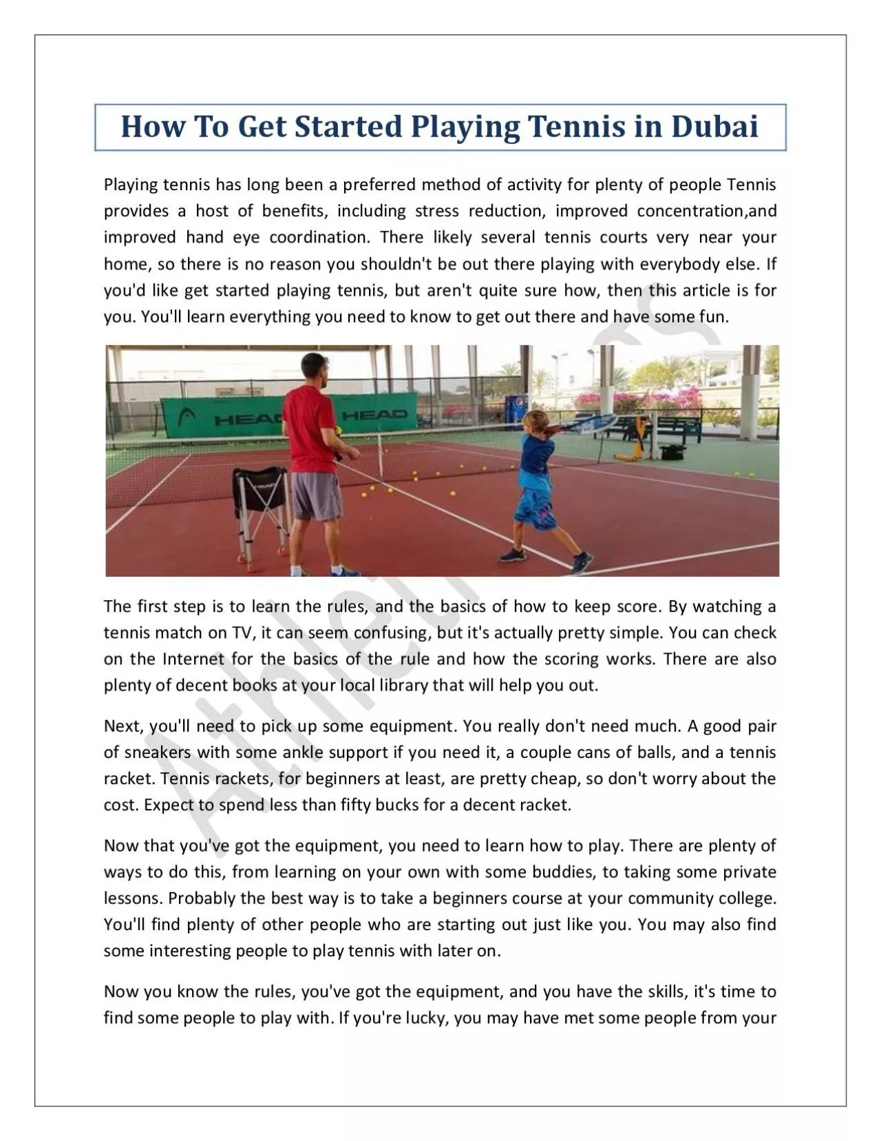 PDF-How To Get Started Playing Tennis in Dubai