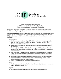 Society for Pediatric Research SPRSPR Ambassador North American Region