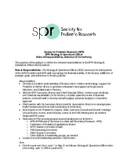 Society for Pediatric Research SPRSPR Strategy  Operations OfficerRole
