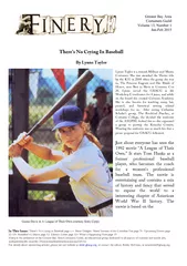 Theres No Crying In Baseball By Lynne Taylor Lynne Tay