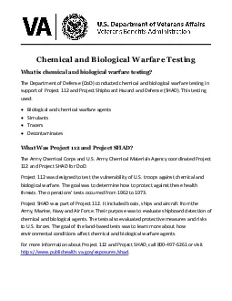 Chemical and Biological Warfare TestingWhat is chemical and biological