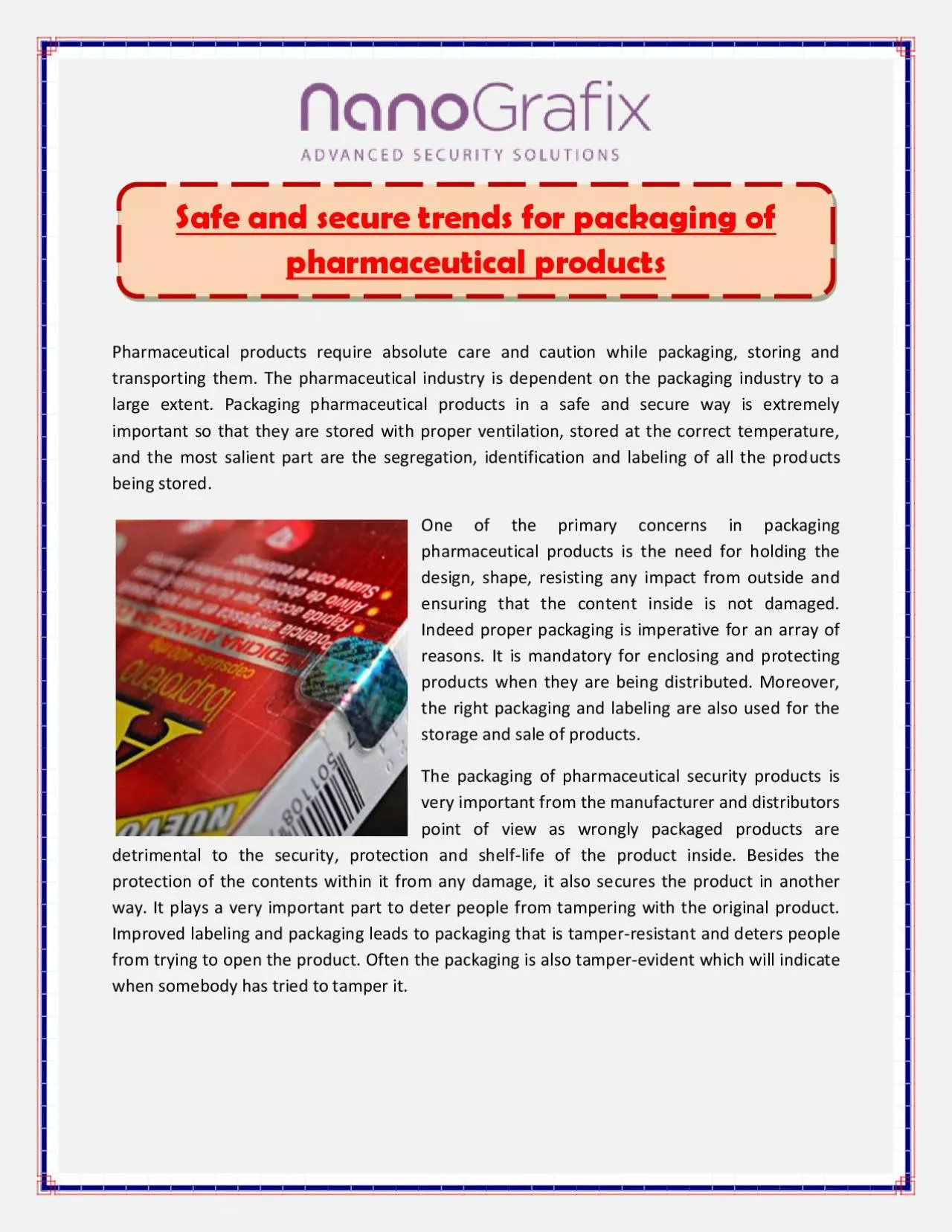 PDF-Safe and secure trends for packaging of pharmaceutical products