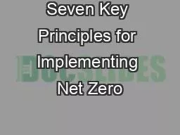 Seven Key Principles for Implementing Net Zero