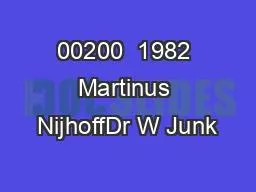 00200  1982 Martinus NijhoffDr W Junk