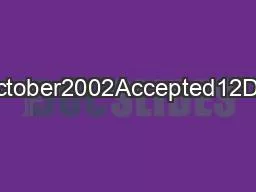 Received14October2002Accepted12December2002