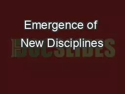 Emergence of New Disciplines