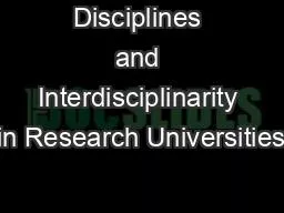 Disciplines and Interdisciplinarity in Research Universities
