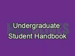 Undergraduate Student Handbook