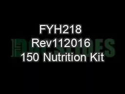 FYH218 Rev112016 150 Nutrition Kit
