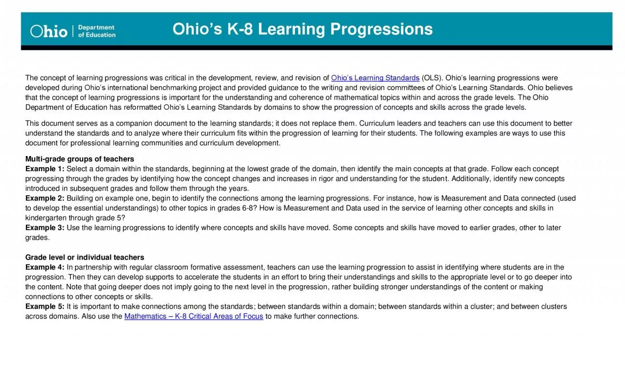 PDF-8 Learning Progressions