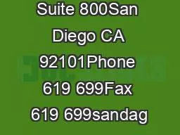 401 B Street Suite 800San Diego CA 92101Phone 619 699Fax 619 699sandag