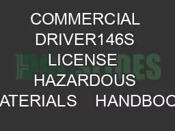 COMMERCIAL DRIVER146S LICENSE  HAZARDOUS MATERIALS    HANDBOOK