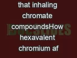 chromium so that inhaling chromate compoundsHow hexavalent chromium af