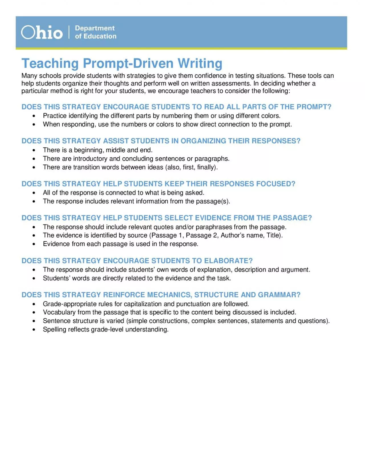 PDF-Teaching PromptDriven Writing Many schools provide students with strat